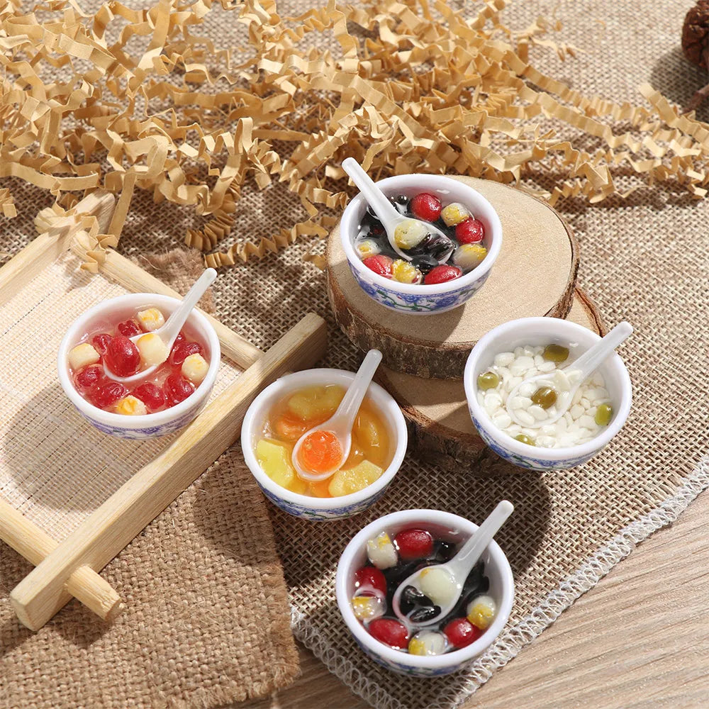 Miniature Dollhouse Chinese Rice Pastry Casserole Noodles Dessert Kitchen Toy Fake Food for 1/6 Doll Toys Dollhouse Decoration