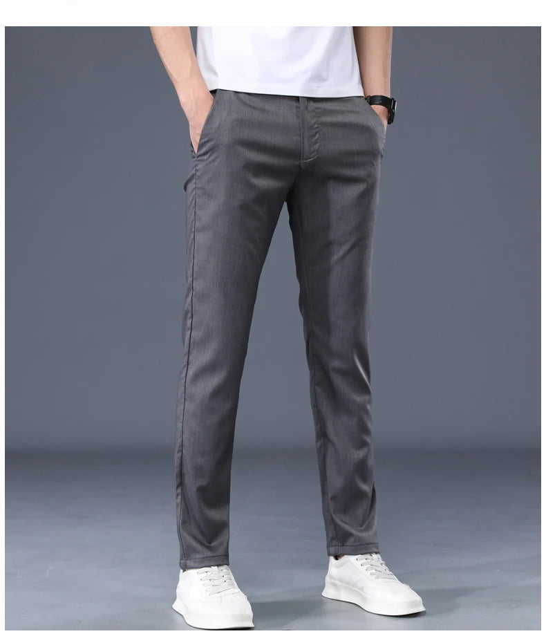 Summer Modal Fabric Men's Thin Casual Pants Classic Business Fashion Regular Fit Stretch Soft Trousers Male Brand Clothes