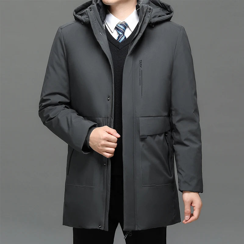 Mens Hooded Jackets Casual Outwear Long Parkas Men New Autumn Winter Warm Waterproof Parkas Jacket Coat 2 PIECES Winter Parkas