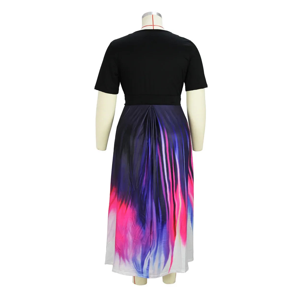 Plus Size Hot Sale Of The Season Elegant Printed Slim Fit Midi Dress with Belt Large Size Splice Long Dress Sexy Half Sleeve ...