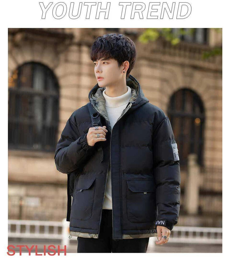 New Winter Men's Jackets Tide Korean Parkas Trend of Padded Thickened Bread Clothing Warm Couples Wear Cotton Coat