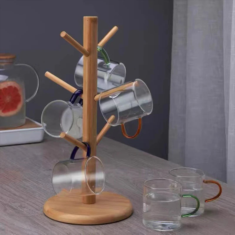 Bamboo Cups Drainer Wooden Dish Draining Rack Plates Holder Kitchen Storage Cabinet Organizer for Dish Cutting Board Pot Lid