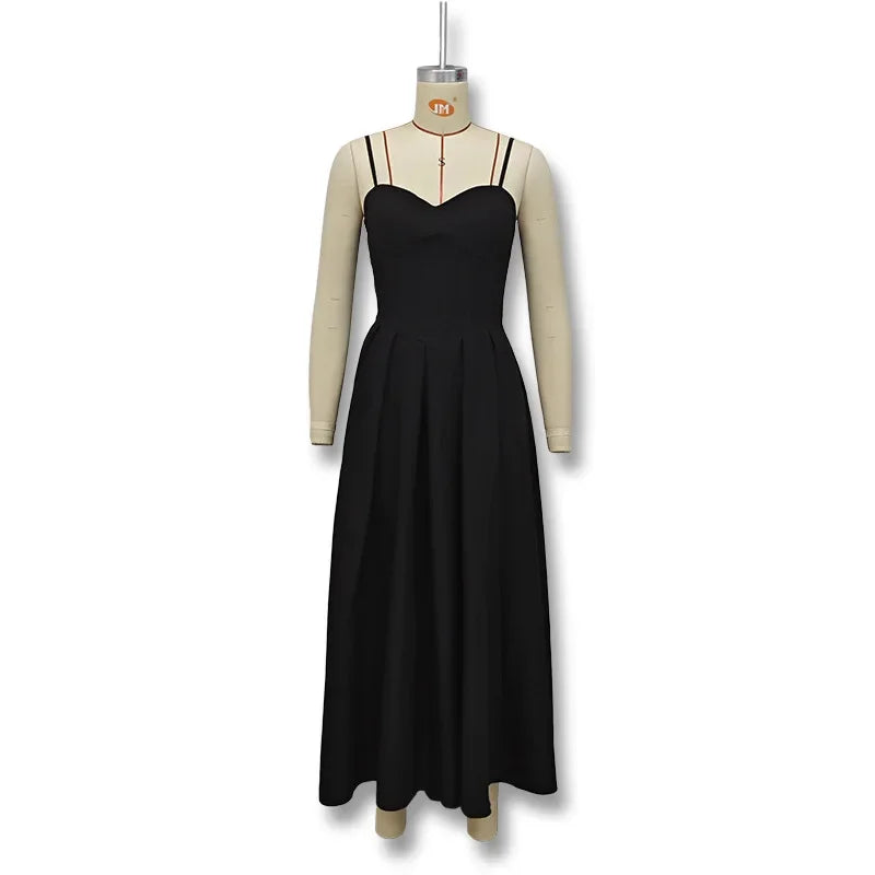 Sexy V-Neck Tank Long Dress Black Open-Back Sexy Dress Women's Summer New Arrival 2024 Fashion French Style Cross-Border Design