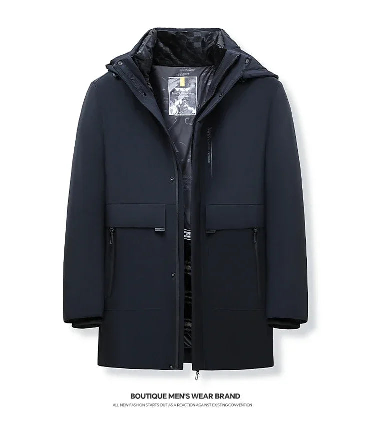Mens Hooded Jackets Casual Outwear Long Parkas Men New Autumn Winter Warm Waterproof Parkas Jacket Coat 2 PIECES Winter Parkas