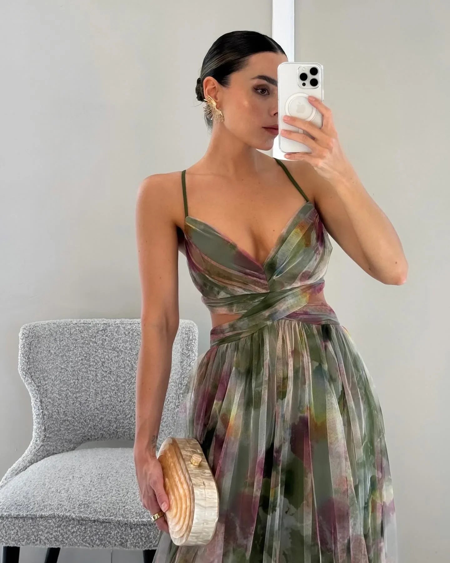 Color Mesh Spaghetti Strap Dresses Women Fashion Sexy V-neck Backless Leace-up Party Club Long Dress Female Evening Vestidos New