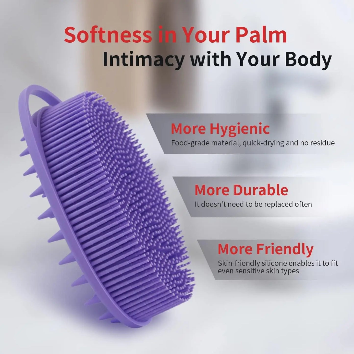 2 in 1 Soft Silicone Body Brush Wash Bath Shower Exfoliating Skin Fit For Baby Bath Shampoo Facial Massage Brush