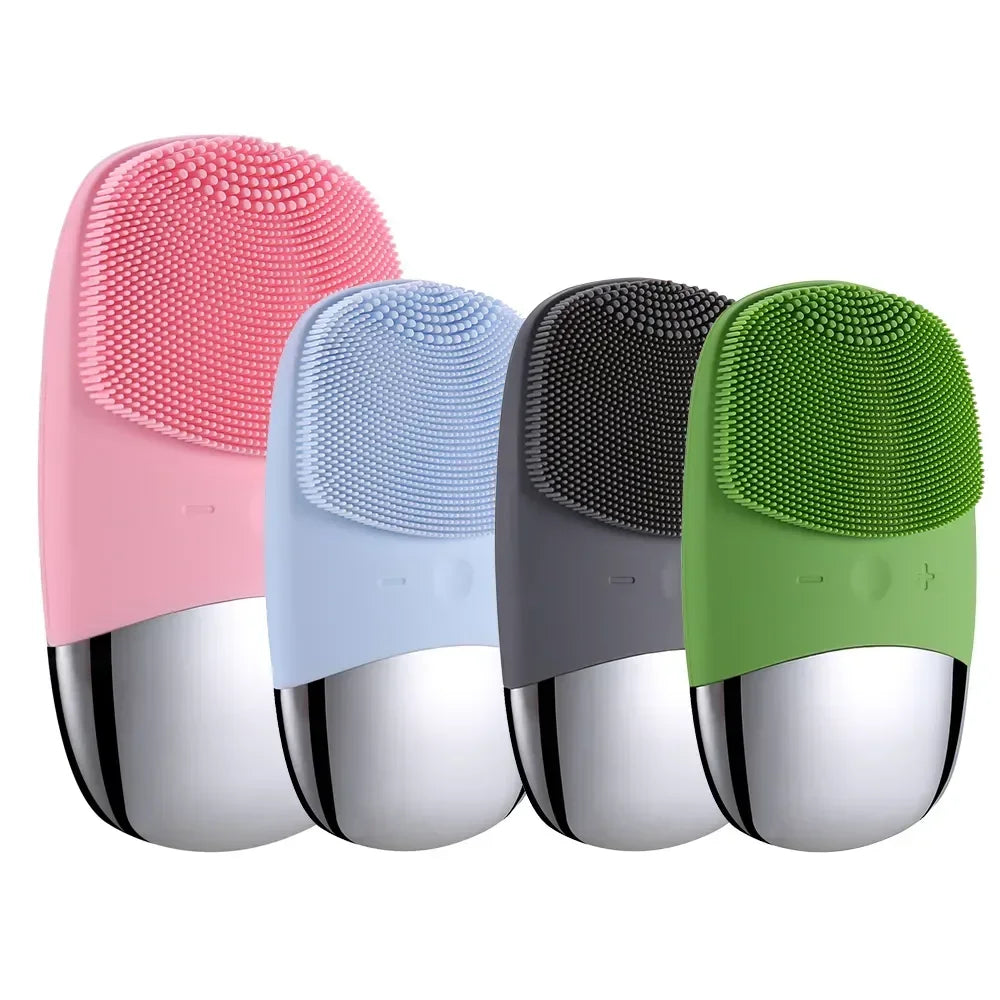 Electric Facial Cleansing Brush Silicone Sonic Face Cleaner Deep Pore Cleaning Skin Massage Intelligent Cleansing Brush Device