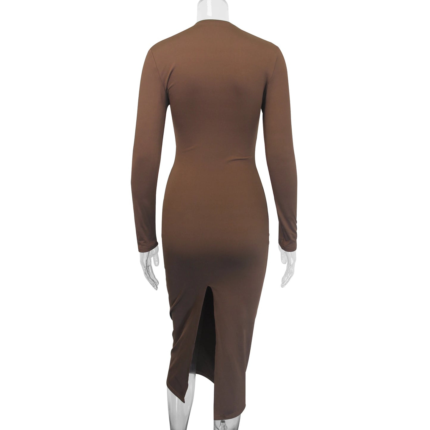 Long Sleeved Round Neck Hip Hugging Long Dress 2024 Autumn Winter Plus Velvet Women's Slim And Elegant Party Evening Dress