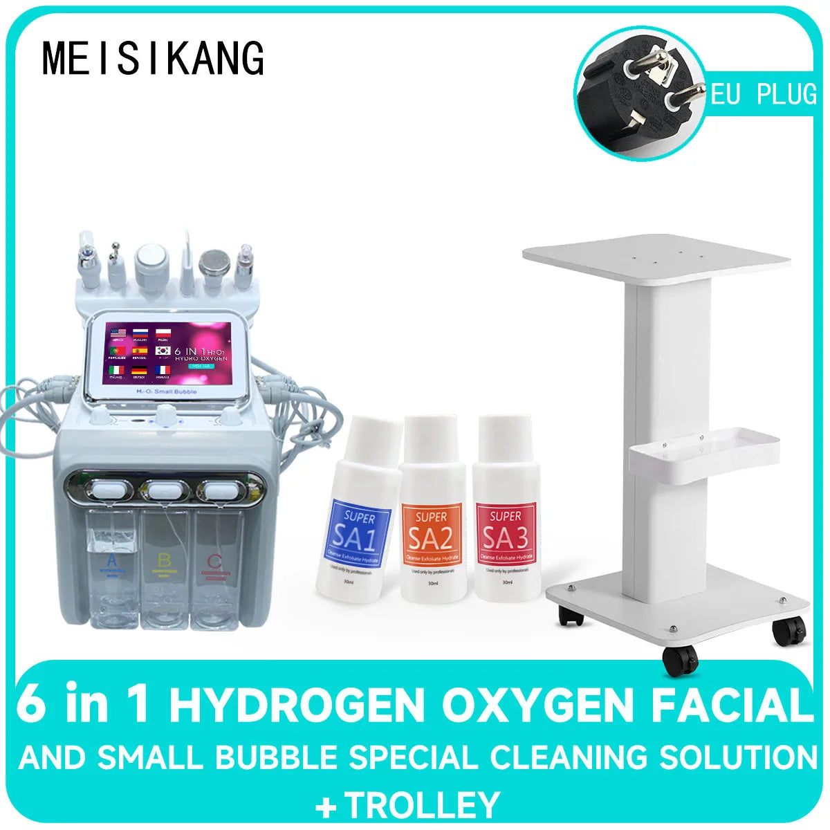 MEISIKANG Dermabrasion Small Bubble Facial Machine Hidrifting Face Cleaning Beauty Device with Trolley