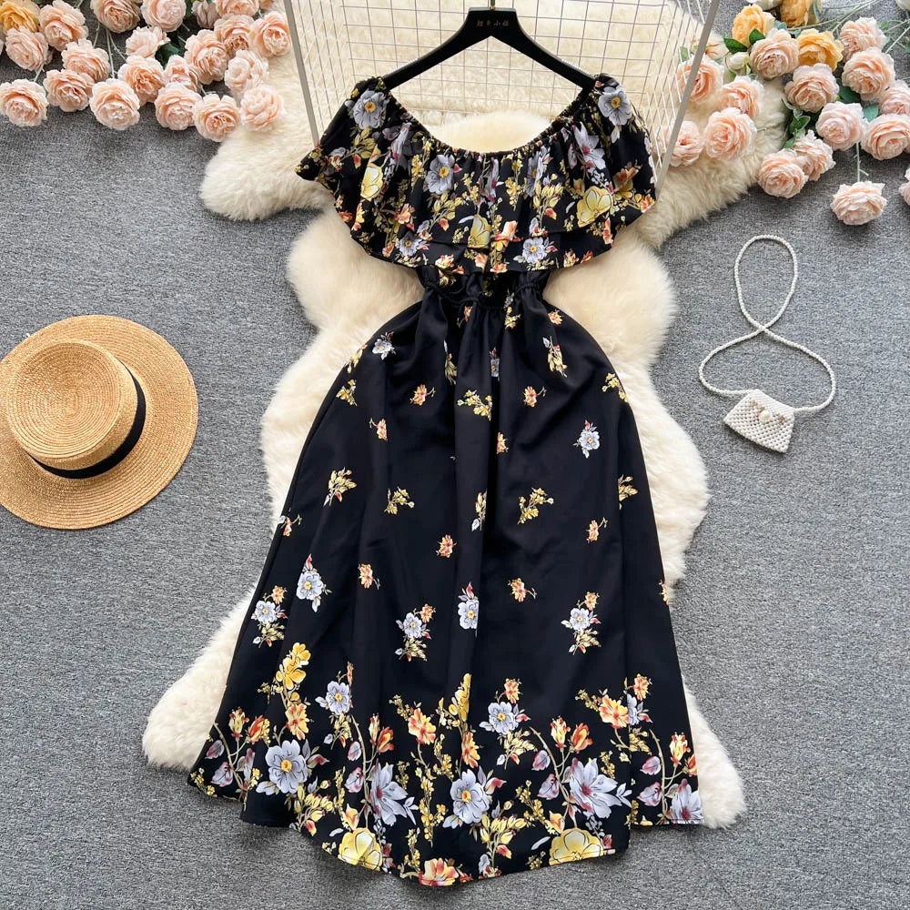 YuooMuoo 2025 New Fashion Floral Robe Print Long Dress Bohemian Women Summer Ruffle Maxi Sundress Elegant Party Vestidos