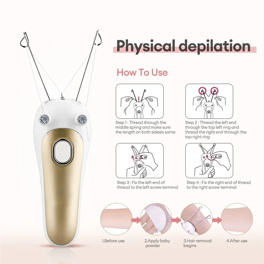 Women Electric Hair Epilator Body Facial Hair Remover Cotton Thread Defeatherer Depilator Face Razor Face Leg Arm Hair Remover