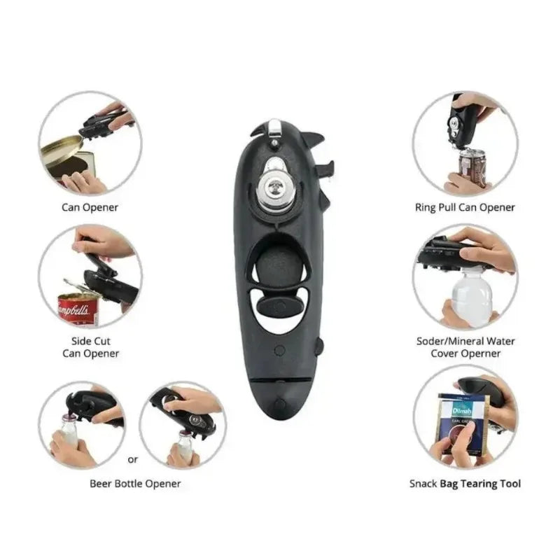 1Pc 8 in 1 Can Opener Heavy Duty and Tin Opener Beer Bottle Box Open Cans Novel Kitchen Essential Accessories for Jar Opening