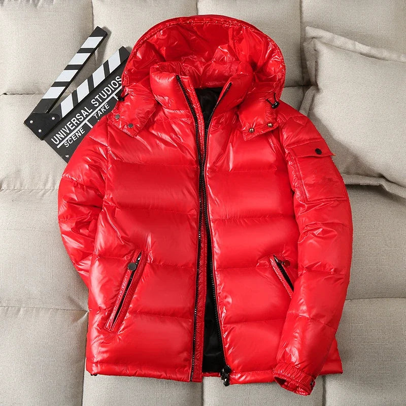 Thermal Coats Mens Thick Warm Glossy Shiny Jackets Brand Outwear Men's Clothing Winter Men's Hooded Parkas Windbreaker Fashion