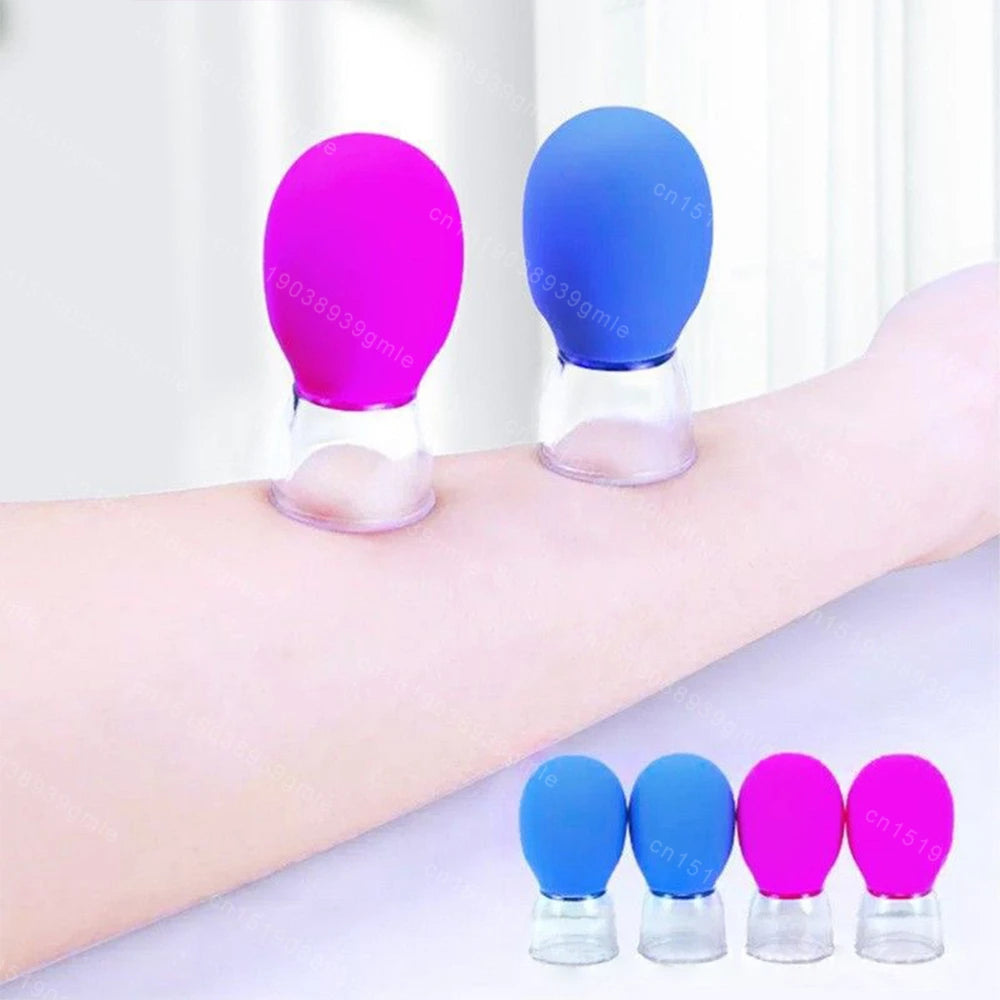 Facial Massage Cups Rubber Vacuum Cupping Skin Lifting Anti Cellulite Massager for Face Pvc Body Cups Skin Scraping Massage Jar