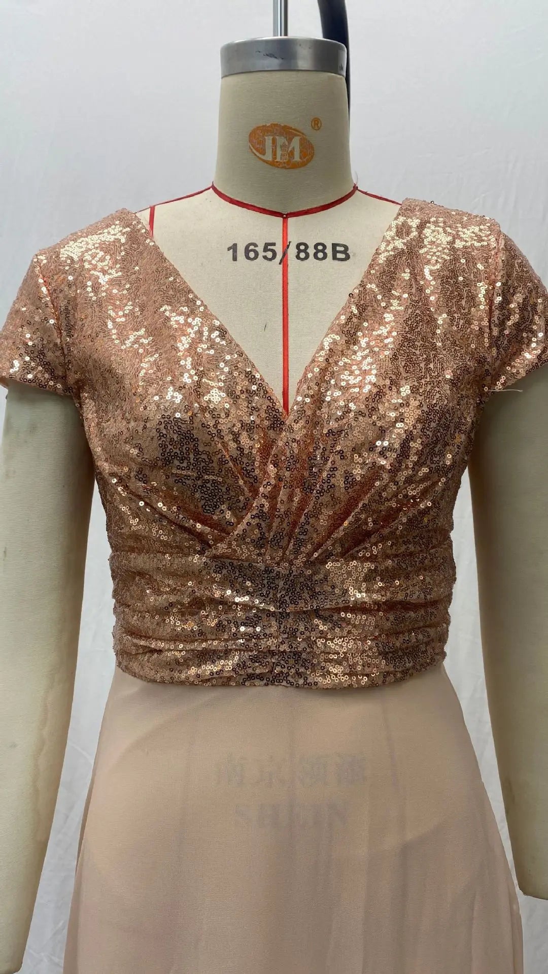 Elegant Sequins Chiffon Dress for Women V Neck Pleated Hem Female Sequins Chiffon Prom Cocktail Long Dress Wedding Evening Dress