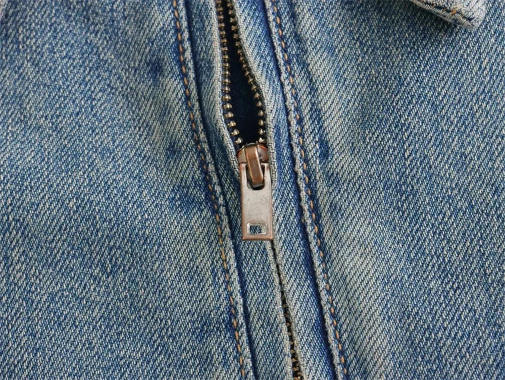 Women's Denim Dresses Lapel Zip Mini Long Sleeve Dresses Fashion Casual Loose Patch Pocket Party Commuter Denim Dresses