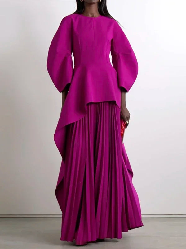 Lemongor Elegant Party Evening Dresses 2025 New Women Elegant Solid Color Split-Joint Tiered Pleated Formal Banquet Long Dress