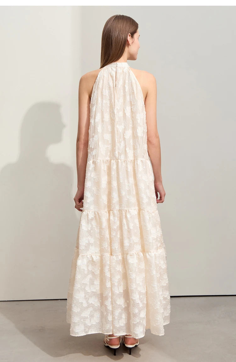 Amii Minimalism 2024 Summer New Loose Long Dress Sleeveless Large A-line Chiffon Jacquard Elegant Dresses for Women 12452064