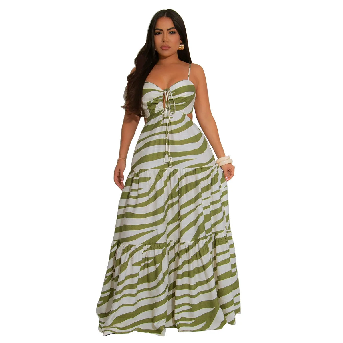 CM.YAYA Printed Women Strap Sleeveless Backless Long Dress 2025 Birthday Beach Evening Sexy Night Party Maxi Dresses Vestidos