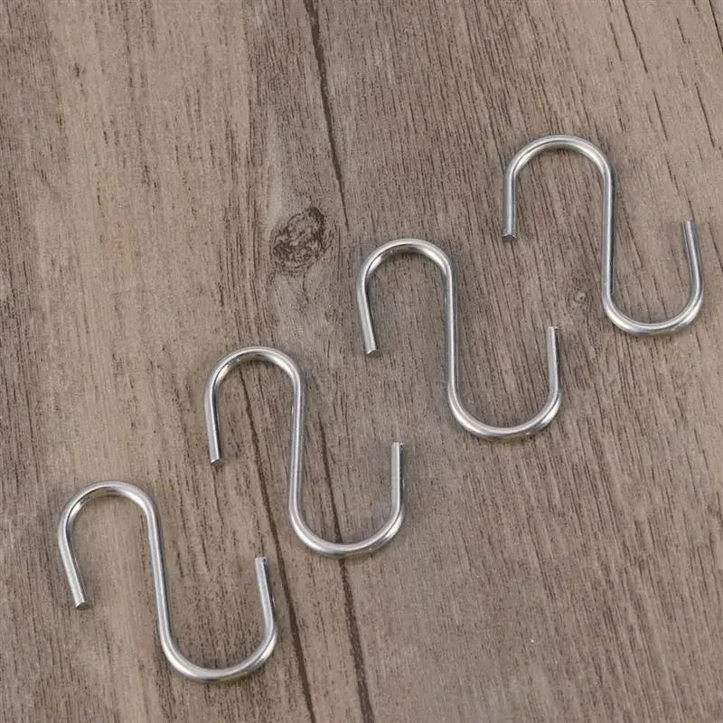 10Pcs S Shaped Hooks Stainless Steel Heavy Duty Iron Wire Clasp Over Tool Utensils Hangers Door Clothes Rack for Kitchen Home