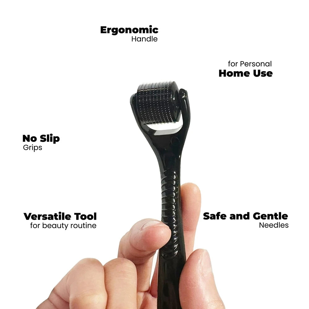 0.2/0.25/0.3mm Microneedles Derma Roller for Hair Beard Facial Skin Men Women Black/White Handle with Black/Blue/Green Head