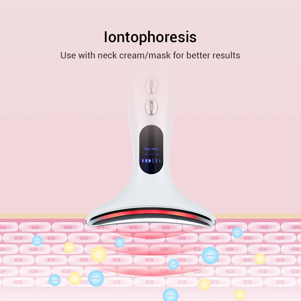 3 Modes Neck Beauty Device EMS Face Lifting Machine Double Chin Remover LED Anti Wrinkle Skin Tightening Facial Massager