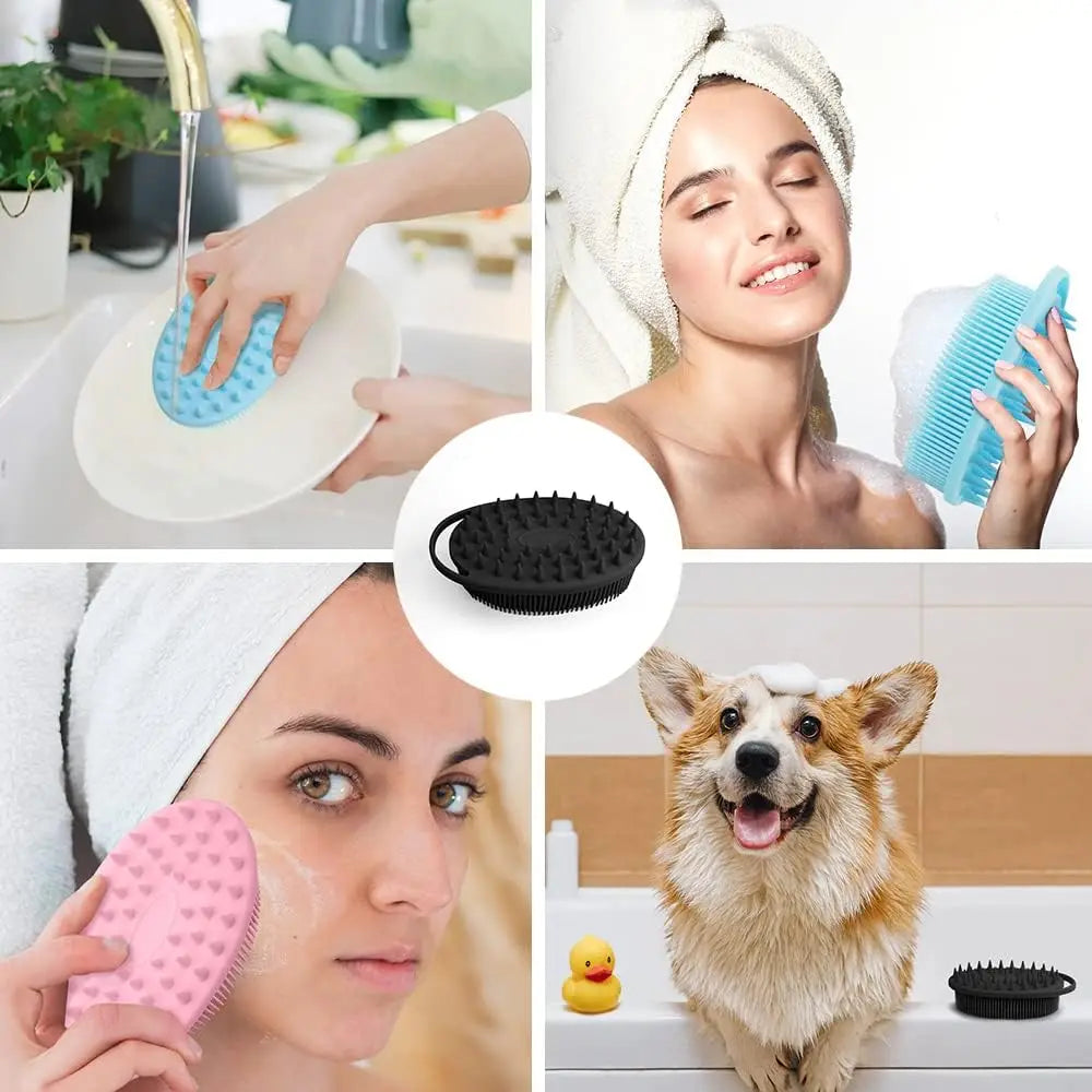2 in 1 Soft Silicone Body Brush Wash Bath Shower Exfoliating Skin Fit For Baby Bath Shampoo Facial Massage Brush