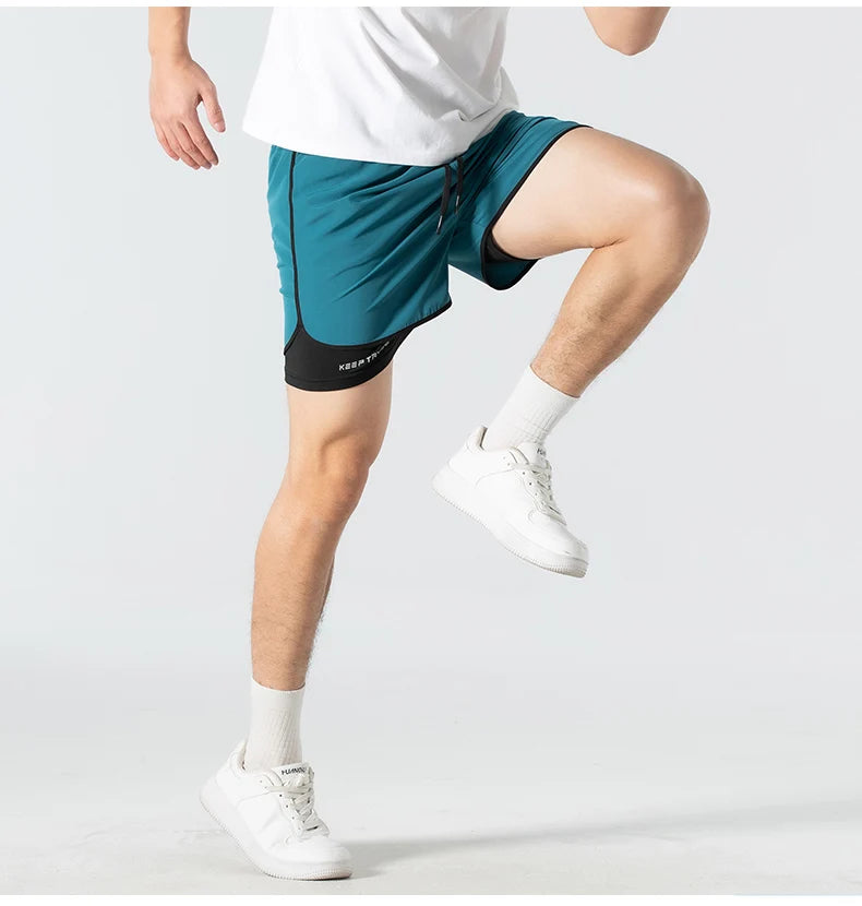 Unisex 2-in-1 Running Shorts Men's Summer New Quick Drying Breathable Active Training Exercise Jogging Cycling Loose-Fit Shorts
