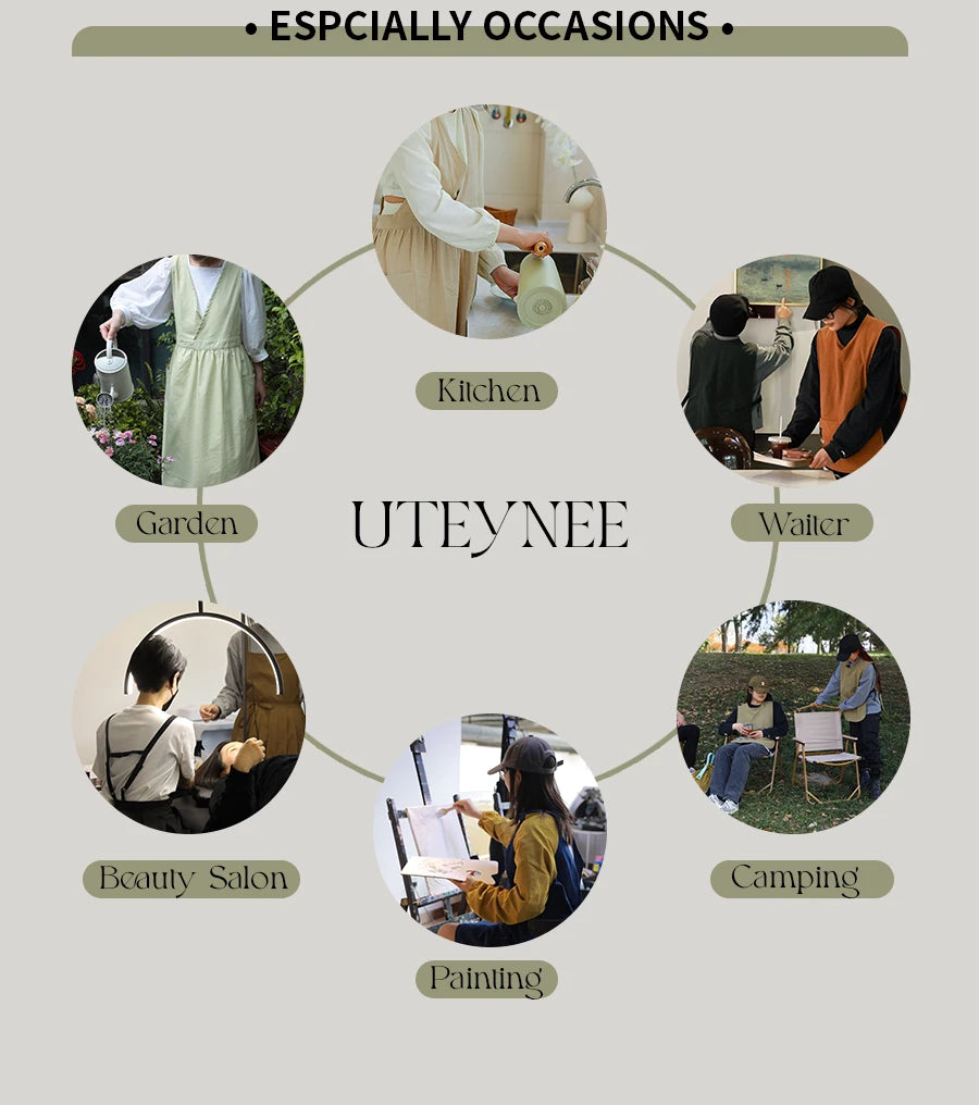 Lightweight Long Pleated Waterproof Apron with Pockets Oilproof Women Kitchen Work Apron for Beauty Nail Waiter Cooking Painting