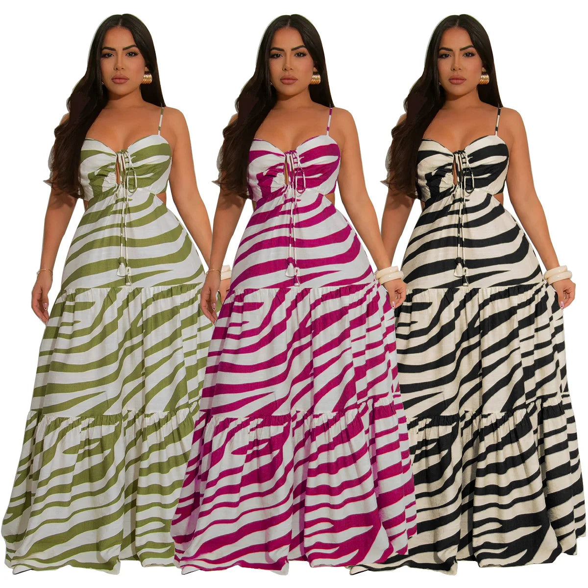 CM.YAYA Printed Women Strap Sleeveless Backless Long Dress 2025 Birthday Beach Evening Sexy Night Party Maxi Dresses Vestidos