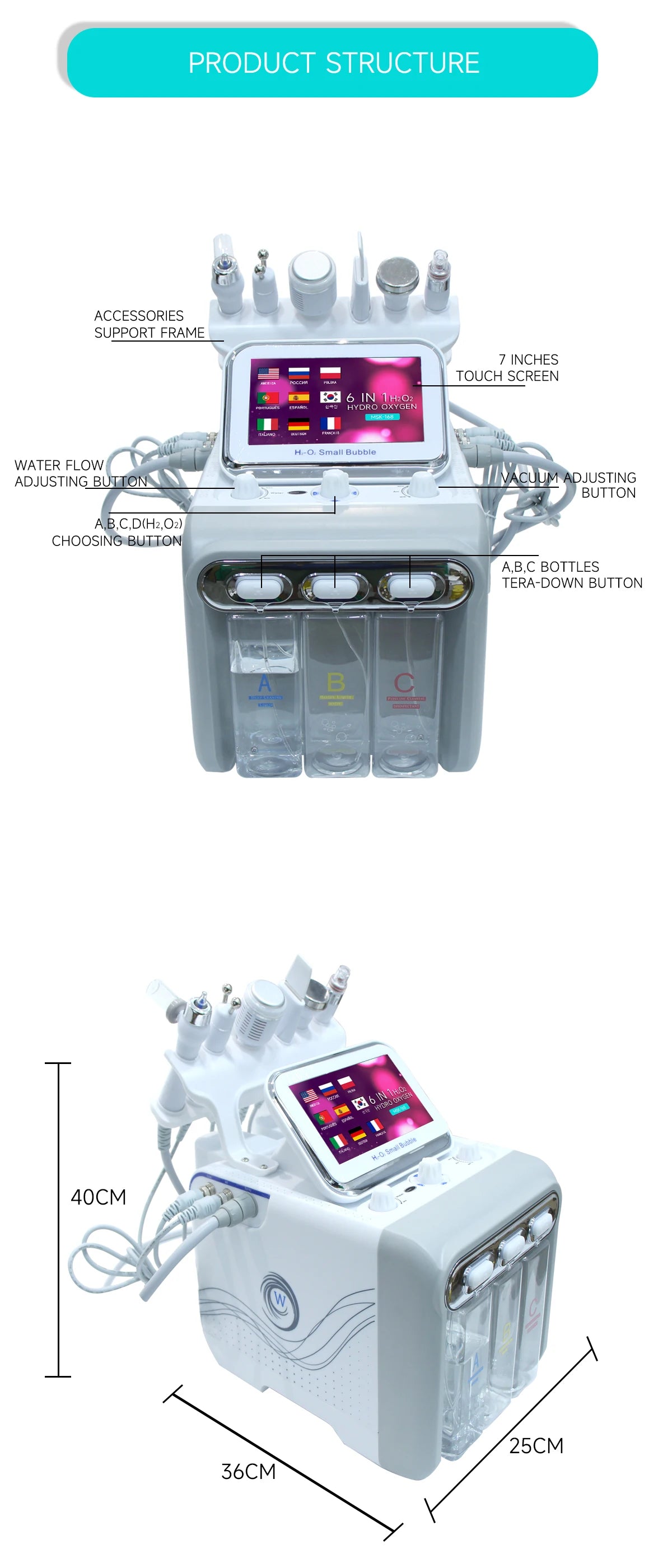 MEISIKANG Dermabrasion Small Bubble Facial Machine Hidrifting Face Cleaning Beauty Device with Trolley