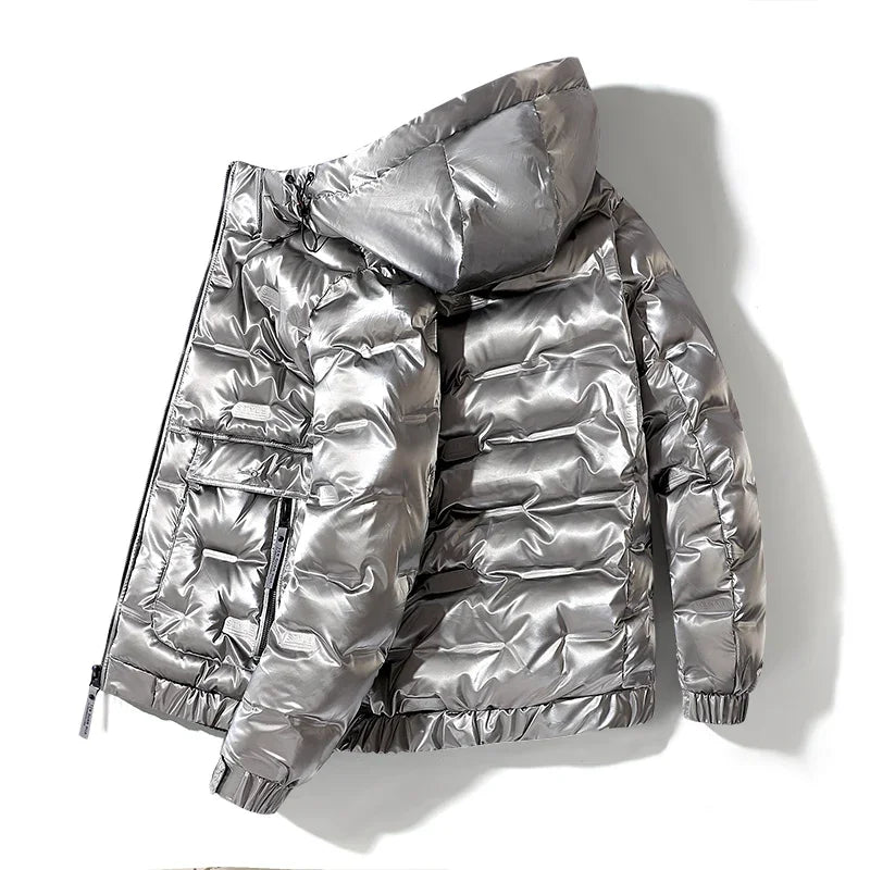 Thermal Coats Mens Thick Warm Glossy Shiny Jackets Brand Outwear Men's Clothing Winter Men's Hooded Parkas Windbreaker Fashion