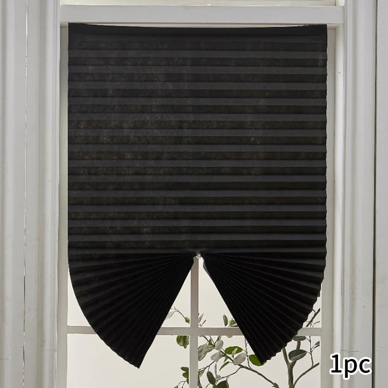 1pc Self-Adhesive Curtains Non-Woven Pleated Blinds Folding Curtains For Kitchen Balcony Bedroom Shades Blackout Curtains