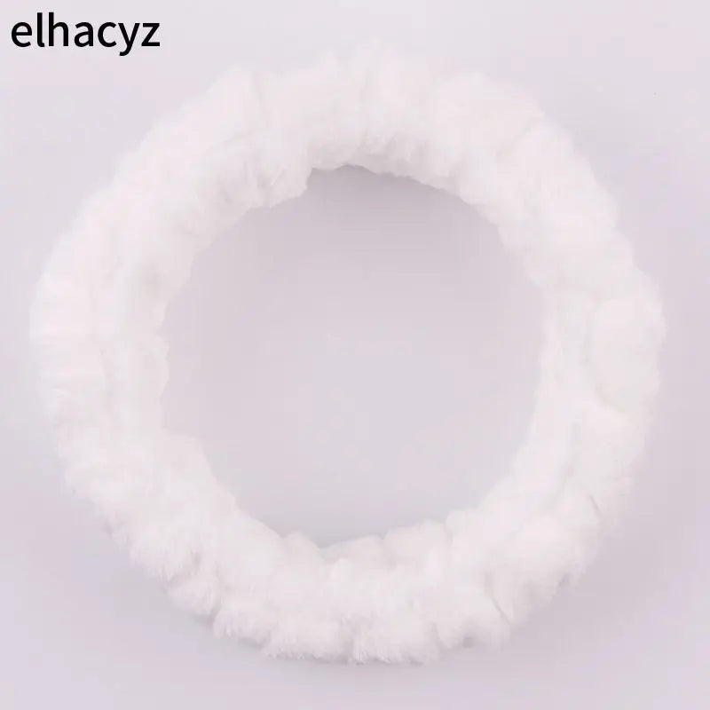Chic Solid Coral Fleece Soft Elastic Spa Facial Hairband Girls Wash Face Head Wear Makeup Headband 2023 Women Hair Accessories