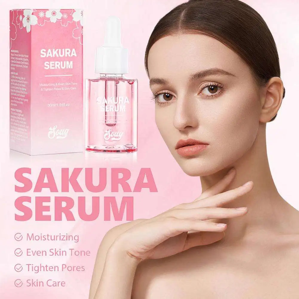 Niacinamide Sakura Serum Face Essence Deep Cleansing Moisturizing Dry Skin Shrink Pores Beauty Facial Skin Care Products 2/1pcs