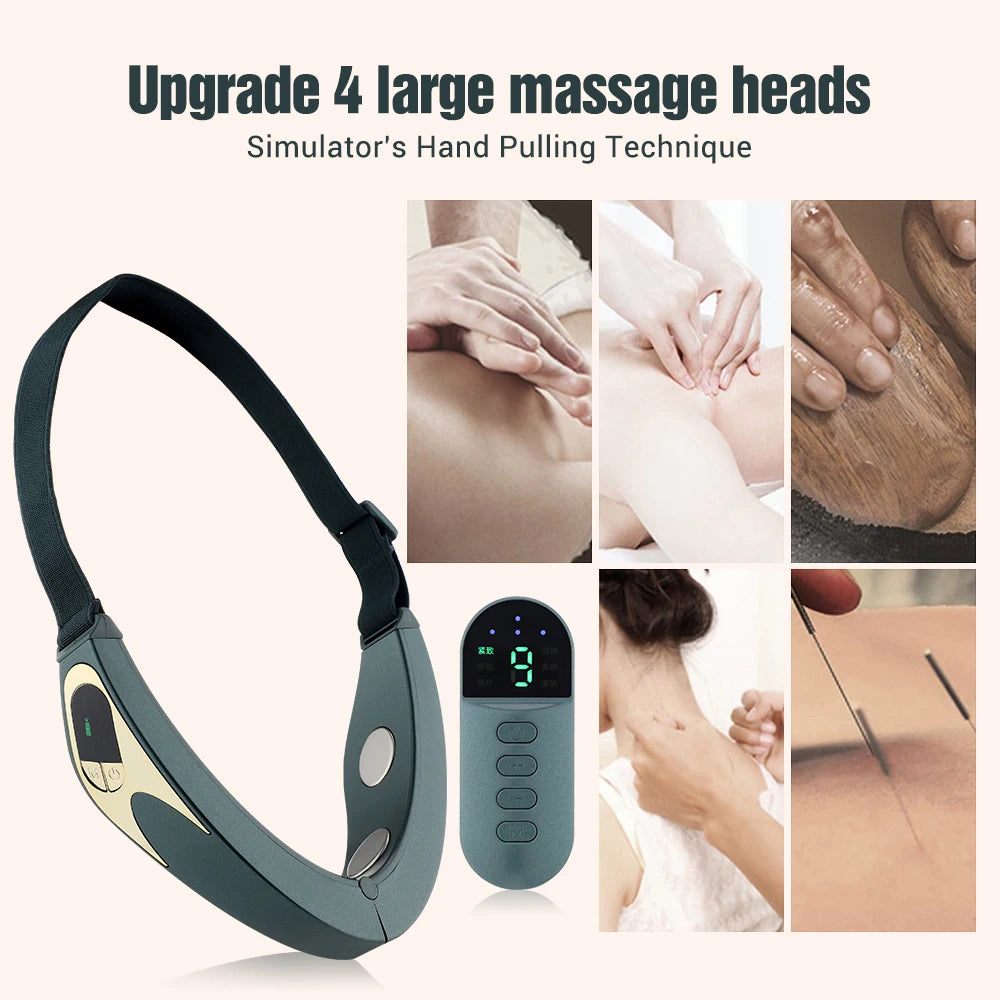 Facial Lifting Device Facial Slimming Vibration Massager Facial Heating Double Chin V Shape Lift Belt Face Hot Compress Massager