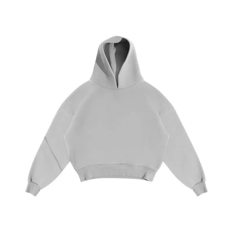 Korean Fashion Solid Color Sweatshirt Fleece Two-Piece Men's Y2K New Harajuku Casual Joker Straight Pants Couple Street Wear