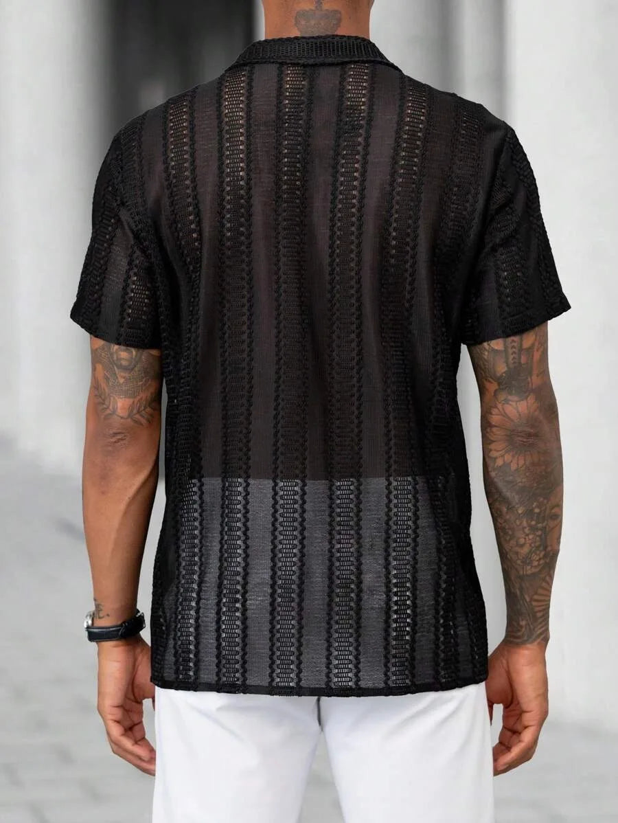 Spring Summer Men's Sexy Short-sleeved Shirt, Outdoor Leisure Beach Men's Top Shirt, Party Casual Shirt Shirts for Men