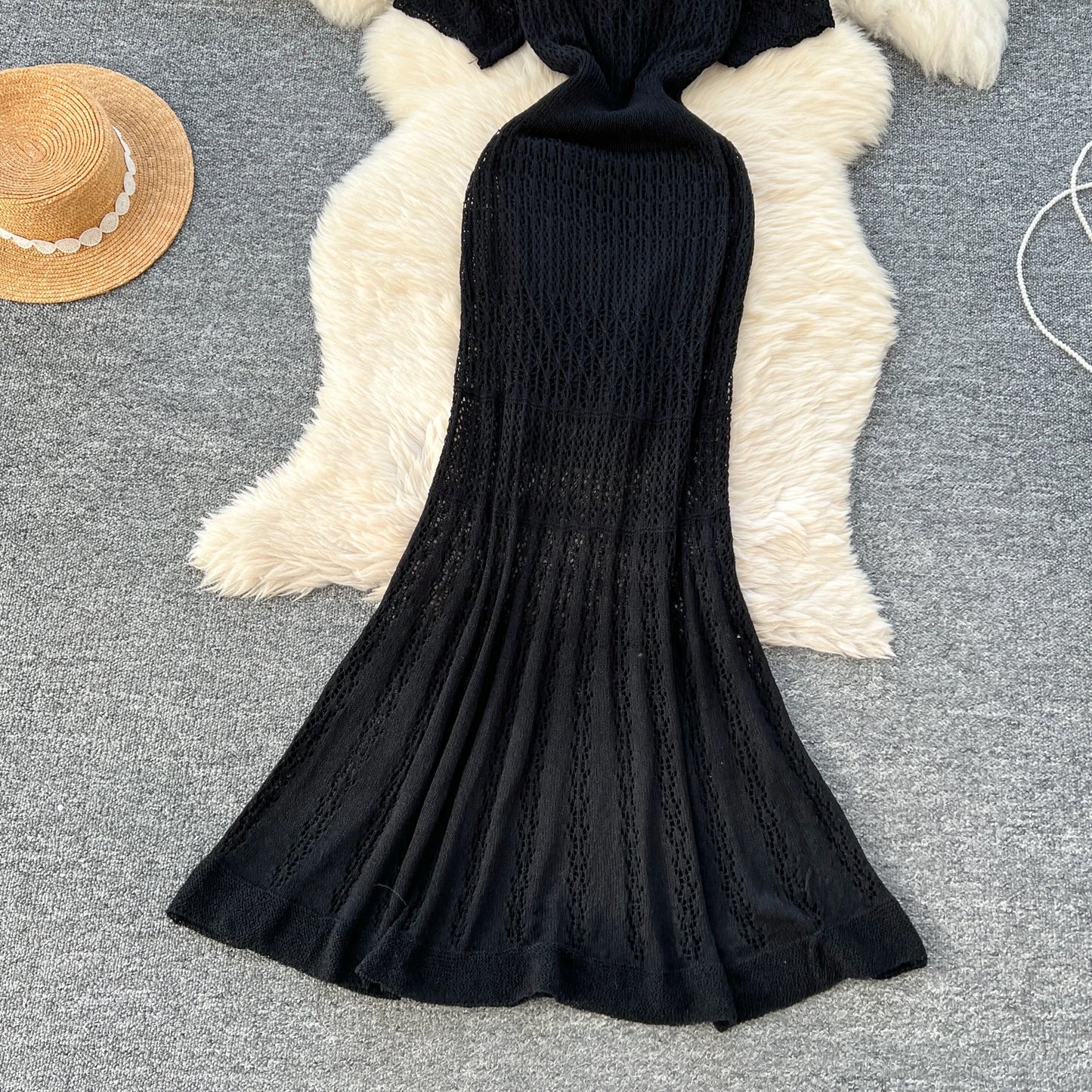 SINGREINY Vacation Style Casual Dress Suits Solid Strap Short Sundress+Knitting Hollow Out Long Dress Korean Women Beach Sets