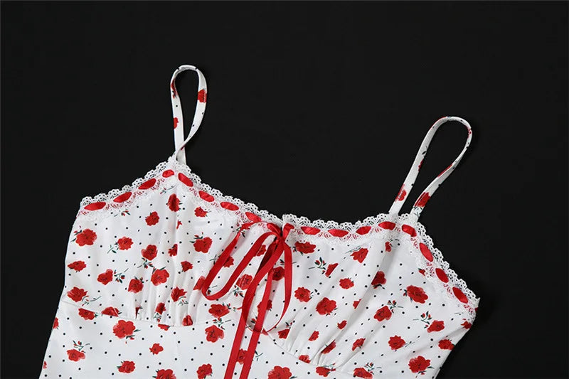 Tuularose Lace Printed Long Dress Women's Summer Sleeveless Spaghetti Strap Patchwork Long Fashion Sexy Slim 2025 Party Dresses