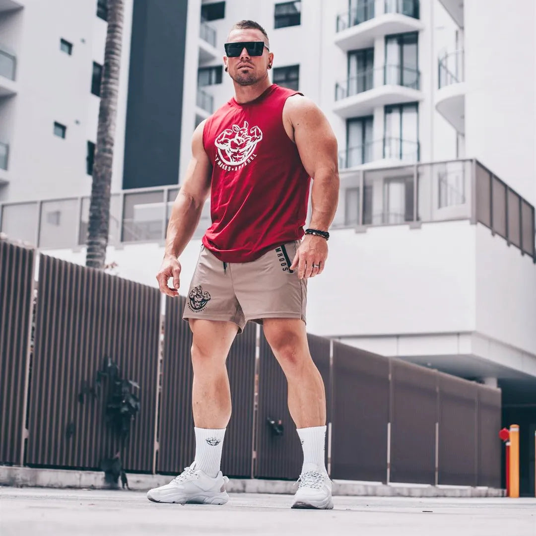 Sports Woven Quick Drying Three-Point Shorts Men's Fitness Tide Brand Slim Zipper Pocket Tide Brand Running Training Pants