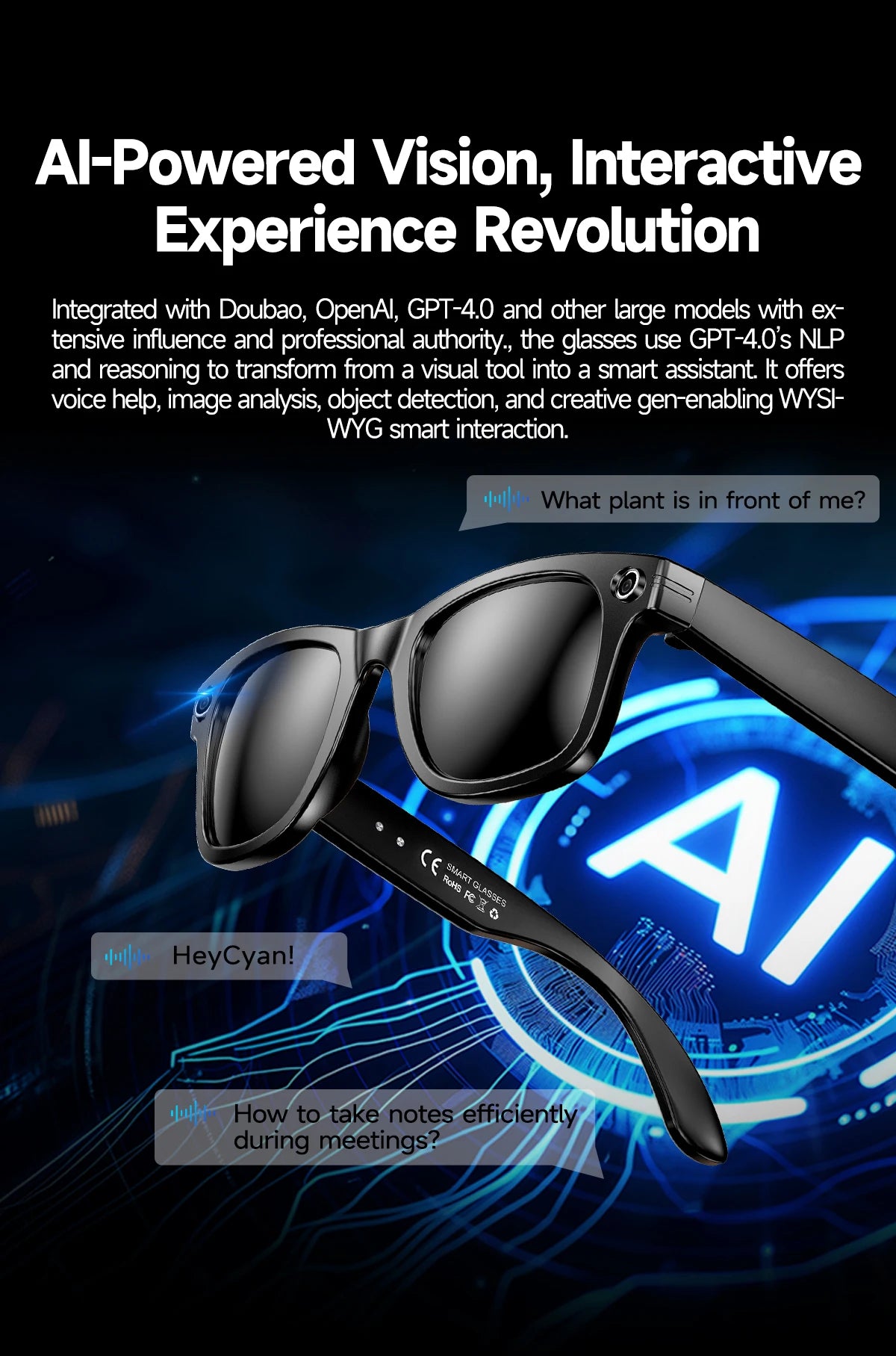 2025 Smart Glasses 32GB Memory with Camera Sunglasses Mini Camera Video Translation Bluetooth Call Anti-blue Glasses Man Women