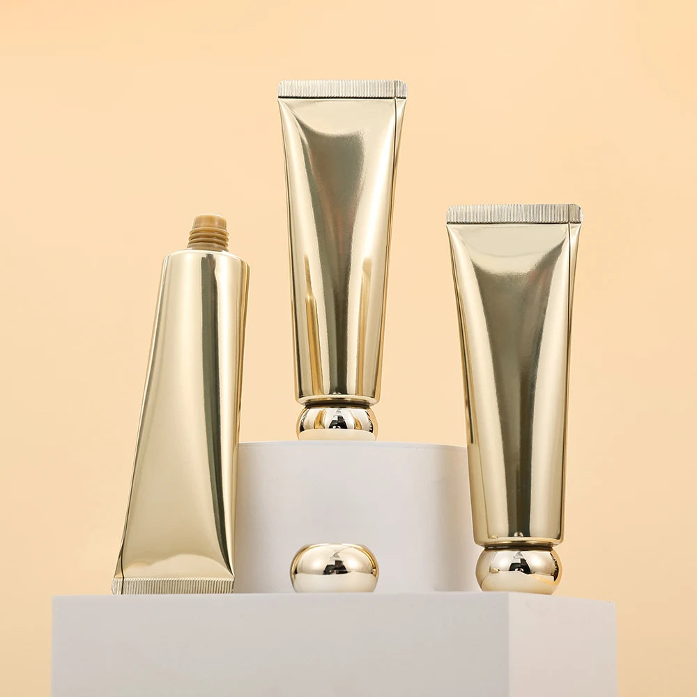 3pcs Gold 50ml Empty Refillable Plastic Soft Tubes Squeezable Bottle Packing Cosmetic For Facial Cleaner Lotion Hand Cream
