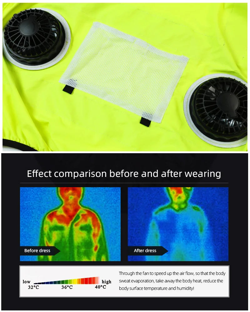 Summer Worker Cooling Vest Men Fan Vest Air Conditioning Clothes Luminous Fan Work Clothes Usb Fan Jacket Body Cooling Clothes