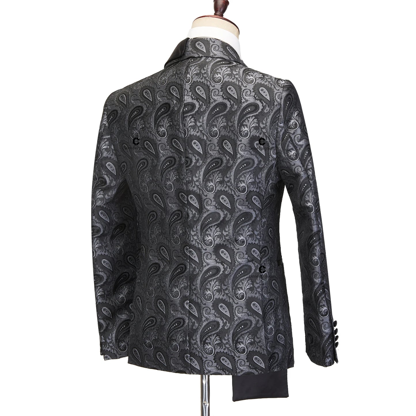 Cenne Des Graoom 2024 New Double-breasted Tuxedo Suits for Men Floral Paisley Jacquard Blazers Pants Wedding Party Wear Prom 