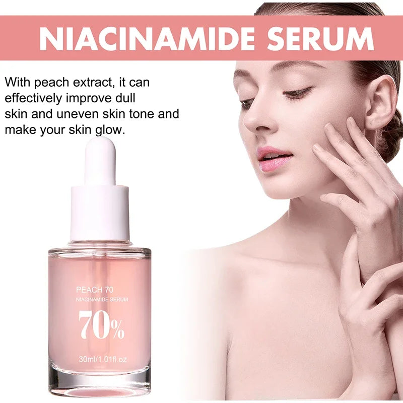 30ml Peach 70% Niacinamide Serum Moisturizing Prevent Dryness Facial Essential Oil Increasing Elasticity Smooth Soften Skin Care