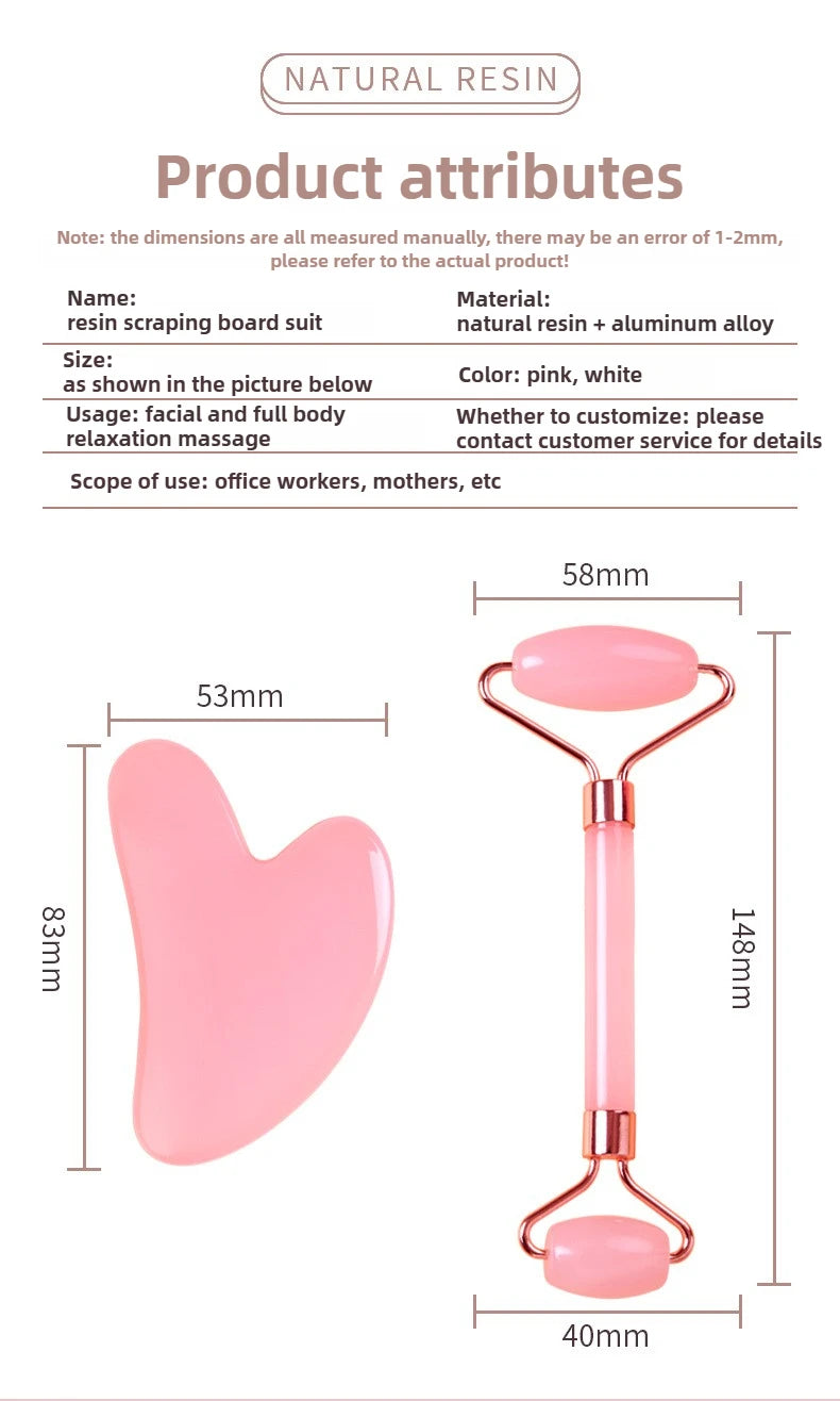 Gua Sha Massage Board for Face Rose Pink Guasha Set Plate Jade Face Massager Scrapers Tools for Face Neck Back Body