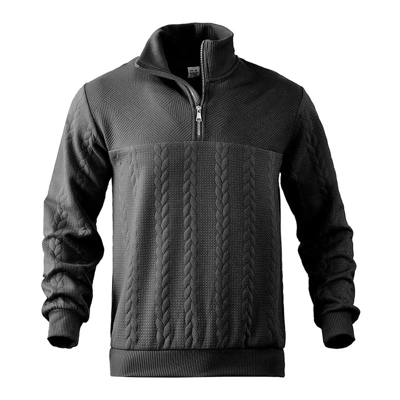 2024 New Knit Sweatshirts Men Fashion Half Zipper Stand Collar Casual Hoodies Male Patchwork Sport Knitted Hoodie Sweatshirt Man
