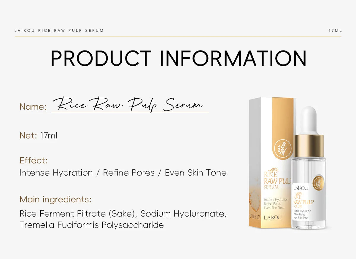 Rice Pore Shrinking Facial Serum Repairing Tightening Products Whitening Moisturizing Oil Control Skin Care Korean Cosmetics
