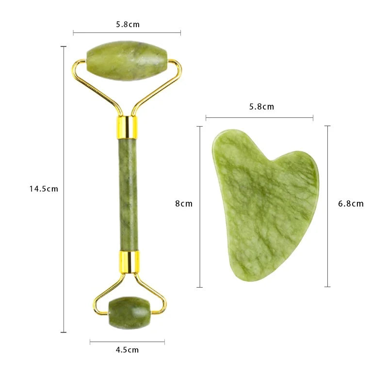 2PCS Gua Sha Natural Stone Gowoman Gua Sha Facial Stone Gua Sha Visage Roller for Face Massager Tool Gouache Scraper LBHL07